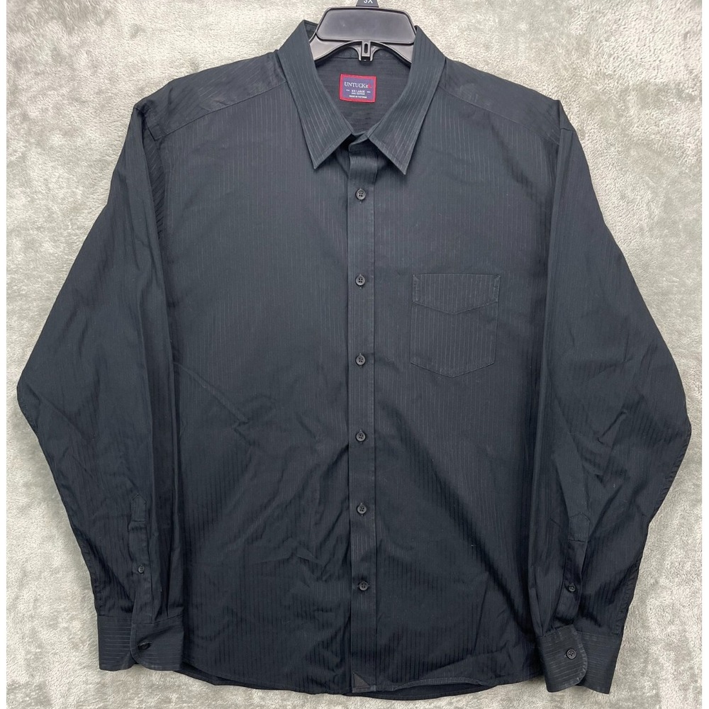 UNTUCKit Men's Shirt 2XL Black Striped Long Sleeve‎ Button-Up